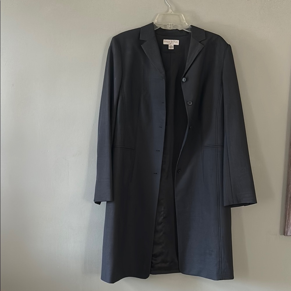 Casual corner stretch  grey Long spring jacket